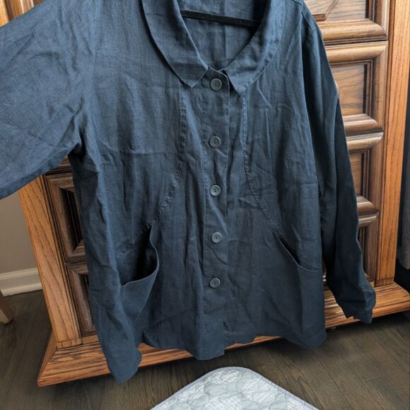 Flax Women`s 100% Linen Button Front Jacket Shirt Size 1G 18-20 XL - Picture 4 of 14